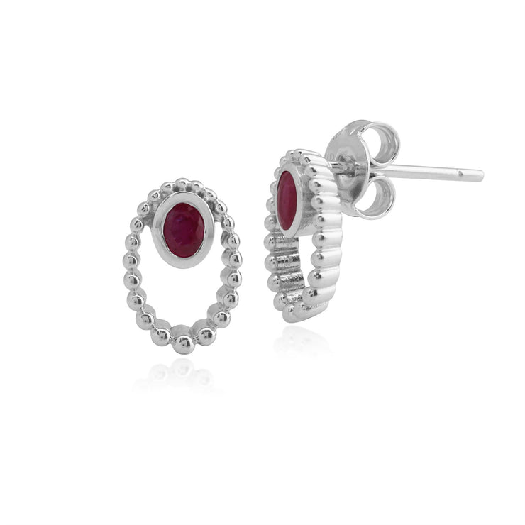 rubis Boucles d'oreilles, en argent sterling 925 0.34ct CT RUBIS clous