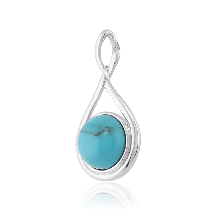 Pendentif Moderne Argent 925 Turquoise Cabochon Rond