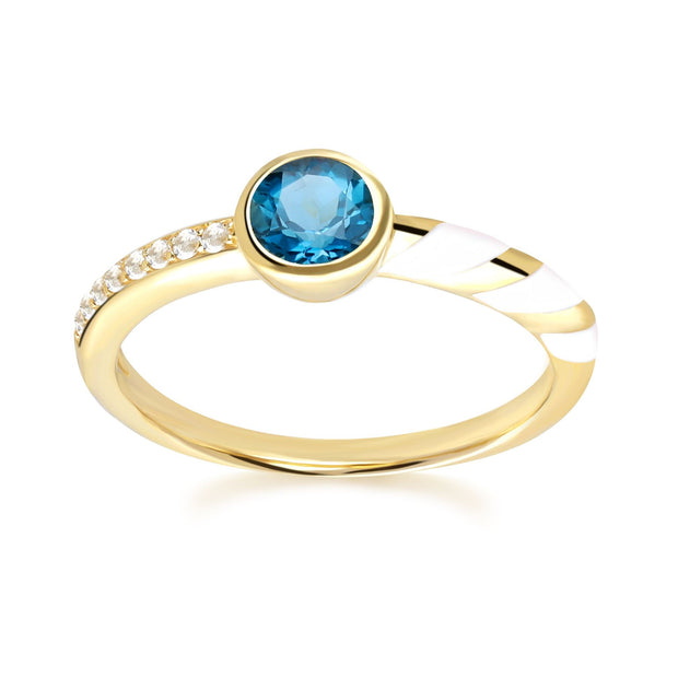 Bague Siberian Waltz Email & Topaze Bleu de Londres