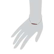 s Argent Sterling Cinq Pierre Grenade Rond Dégradé 19cm Bracelet