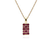 9 CT or Jaune Rubis Serti Panneau Pendentif sur 45cm Chaîne