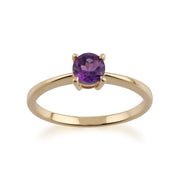 Gemondo Bague Amethyste, 9 Ct or Jaune Améthyste Coupe Ronde Bague Pierre Unique - Améthyste