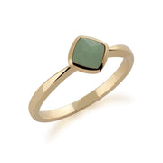 gemondo jade bague, 9 Ct Or jaune coussin vert jade bague - Jade