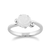 Gemondo 925 Argent 1ct Sculpté Nacre Floral Rose Anneau