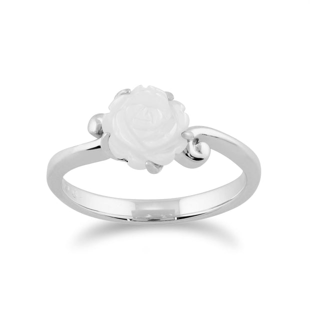 Gemondo 925 Argent 1ct Sculpté Nacre Floral Rose Anneau