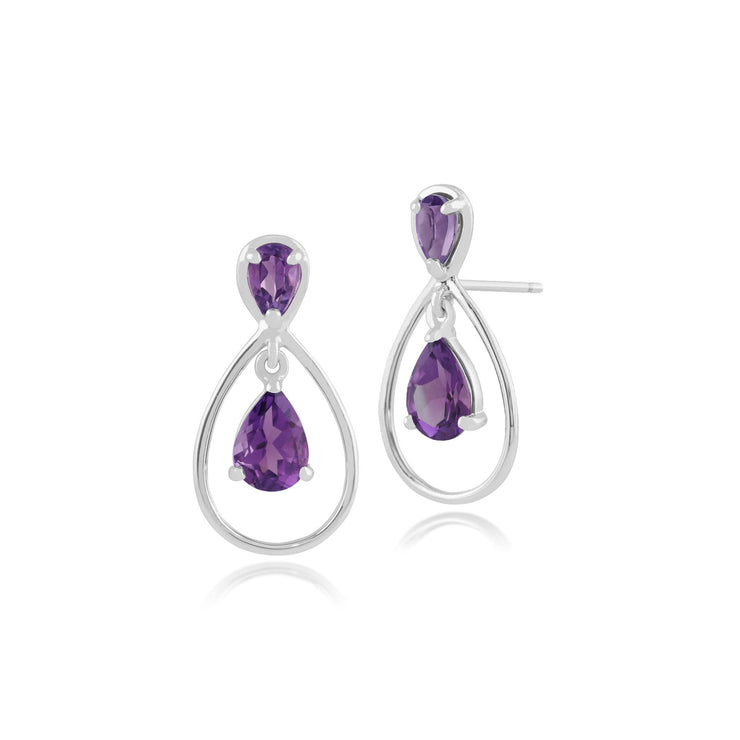 Boucles D'oreilles Améthystes, 9ct Or Blanc 0.63ct Boucles D'oreilles Améthyste