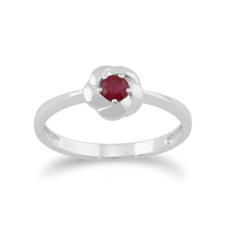 Gemondo Bague Rubis, Tressé Texture 9 CT or Blanc 0,21 CT Bague Rubis