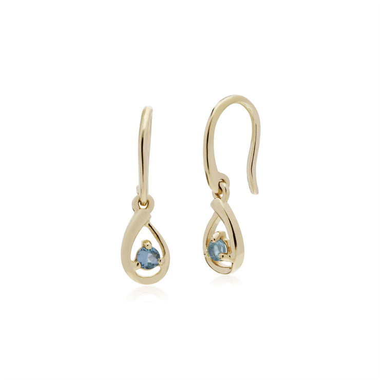 Topaze Bleu Boucles D'Oreilles, 9 CT or Jaune Unique Pierre Topaze Bleue Boucles D'Oreilles en Larme