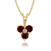 Pendentif Classique Or Jaune 375 Grenat et Diamant Style Cluster