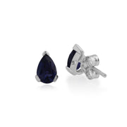 Boucles d'oreilles Clou Classique Or Blanc 375 Iolite Poire serti Griffe