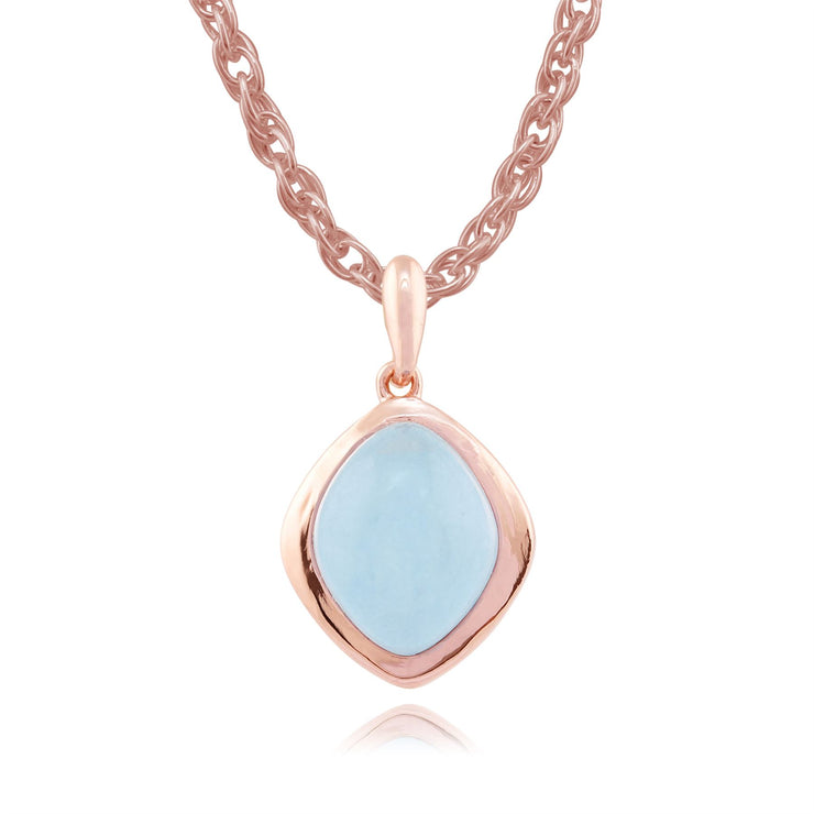 Pendentif et Boucles d'Oreilles Pendantes Boho Argent 925 Plaqué Or Jaune Jade Bleue Coupe Diamant Serti Clos