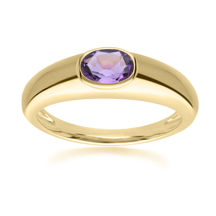 Bague Modern Classic Argent 925 doré à l'or fin avec améthyste oval
