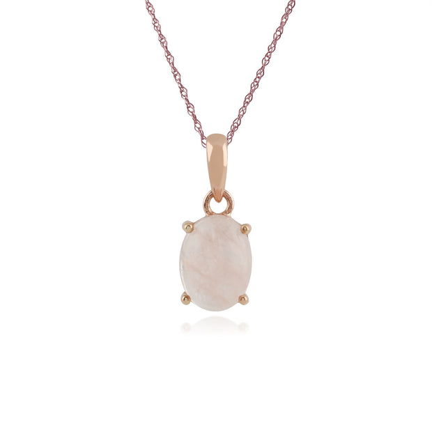 Pendentif Classique Argent 925 Plaqué Or Rose Morganite Opaque