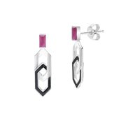 Boucles d'Oreilles Pendantes Lien Grand Déco avec Email & Rubis