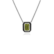Pendentif Style Art Déco Péridot Octagonal et Email Noire
