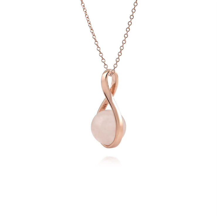 Pendentif Kosmos Argent 925 Plaqué Or Rose Quartz Rose Boule