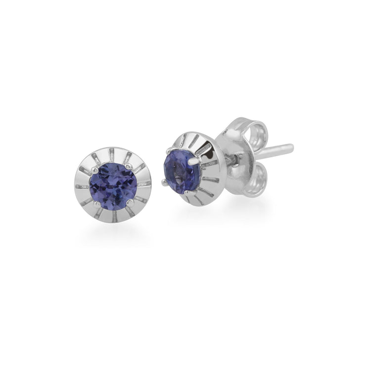 TANZANITE BOUCLES D'oreilles, en argent sterling 925 0.34ct CT TANZANITE clous