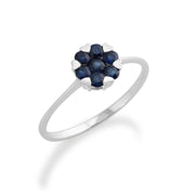 Gemondo Bague Saphir, 9ct Or Blanc 0.39ct Saphir Floral Bague Grappe