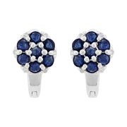 Pendentif et Boucles d'Oreilles Créoles Floral Argent 925 Saphir et Diamant