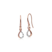 Boucles D'Oreilels en Diamant, 9 CT or Rose Diamant Baiser Boucles D'Oreilles Goutte