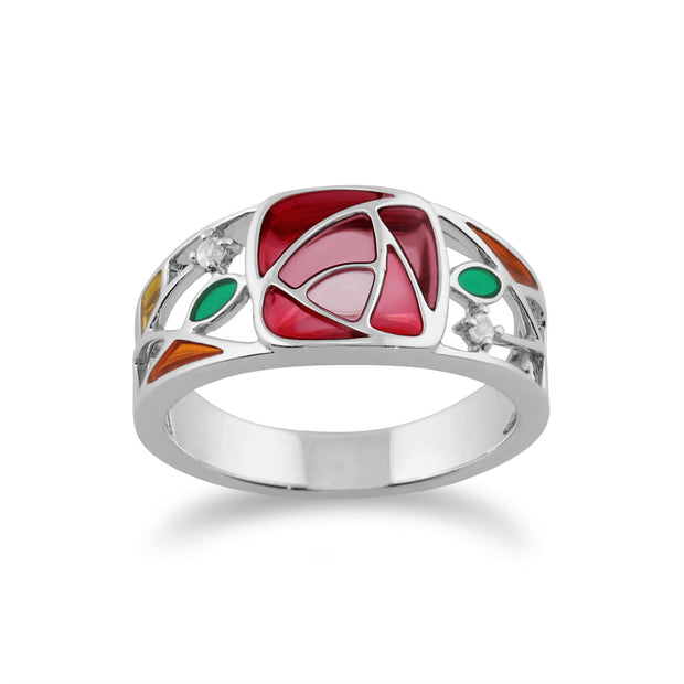 Gemondo 925 Argent 0,03ct Topaze Incolore Rennie Mackintosh Bague