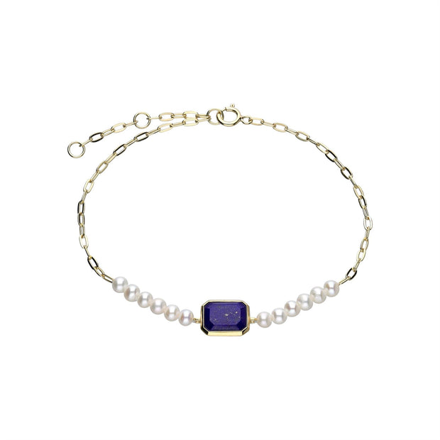 Gemondo Bracelet Chaîne ECFEW™ 'The Unifier' Lapis Lazuli et Perle