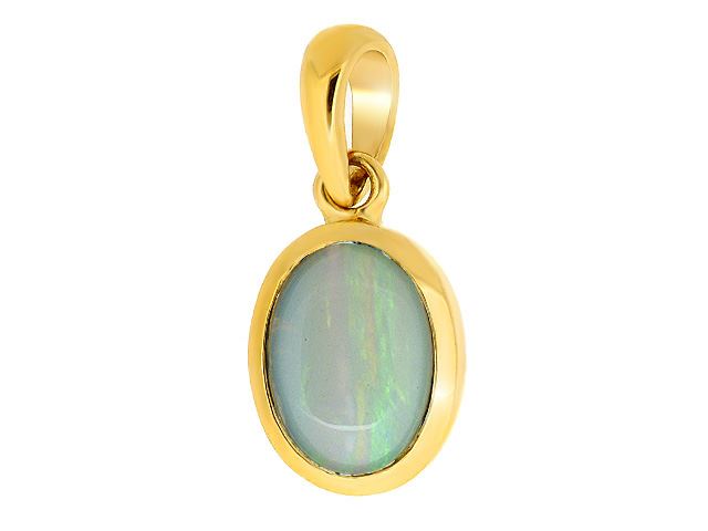 Jaune 9ct or 0.69ct Opale Cabochon Ovale Simple Pierre Pendentif sur Chaîne