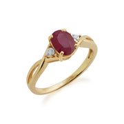 Gemondo Bague Rubis, 9ct Or Jaune 1.06ct Rubis & Diamant Bague