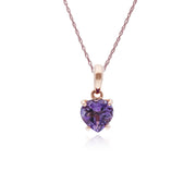 Collier Améthyste, 9 CT or Rose 0,67 CT Griffe Parure Améthyste Coeur Pendentif sur 45cm Chaîne