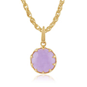 Calo' Lavande Jade Pastel Collier en 9ct Or Jaune Plaqué Argent Sterling