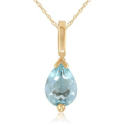 Pendentif Classique Or Jaune 375 Aigue-Marine Poire