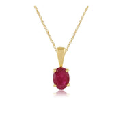 Pendentif Classique Or Jaune 375 Rubis Oval