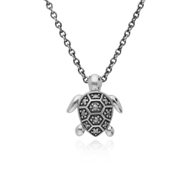 Marcassite Collier, Argent Sterling 0,15 CT Marcassite Tortue 45cm Collier