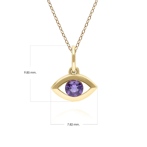 ECFEW™ Pendentif Evil Eye Délicat Améthyste en Or Jaune 375