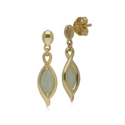 Boucles d'Oreilles Pendantes Or Jaune 375 Opale Marquise