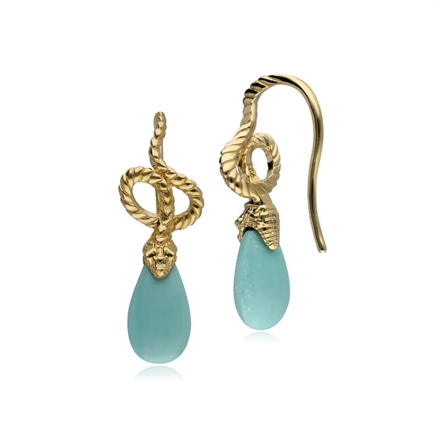 Boucles d’Oreilles Pendantes ECFEW™ 'The Ruler' Serpent avec Turquoise