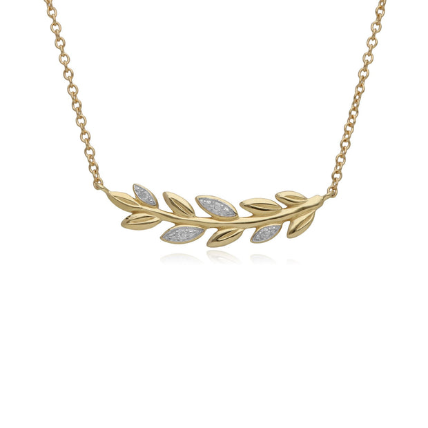 Collier O Leaf Or Jaune 375 Diamant