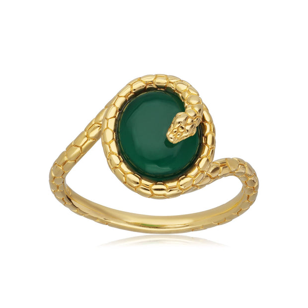 Bague ECFEW™ 'The Ruler' Serpent Calcédoine Teinte Verte