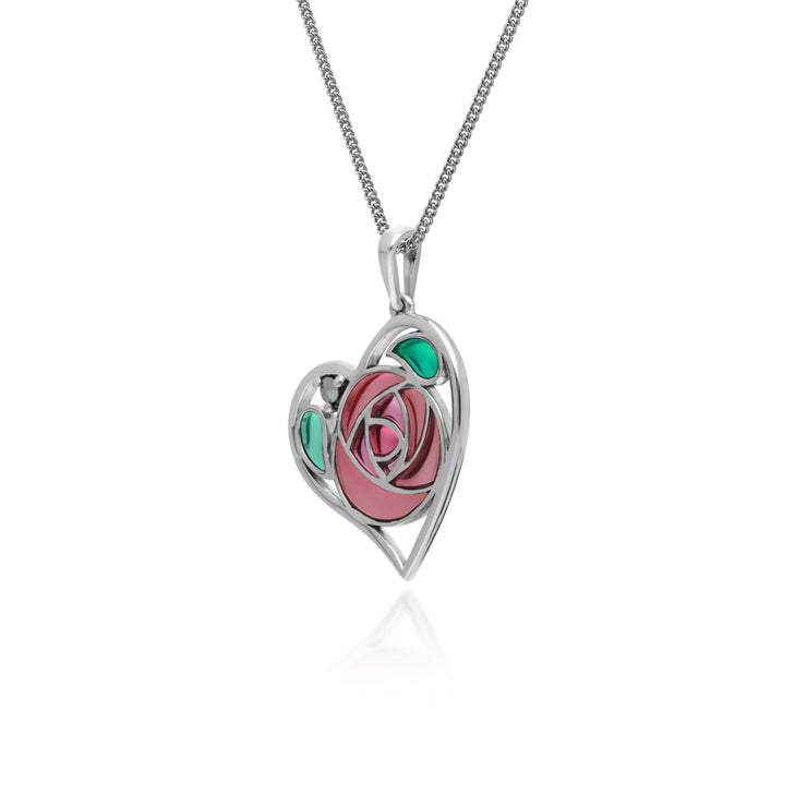 Marcassite Collier, Argent Sterling Marcassite Art Nouveau Rennie Mackintosh Pendentif avec 45cm Chaîne