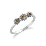 Gemondo Citrine Bague, 925 Sterling Silver 0.05ct Citrine Bague Fleur