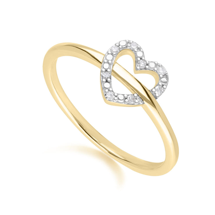 Bague Cœur Love en Or Jaune 375 en Diamant