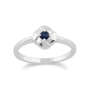 Gemondo Bague Saphir, 925 Sterling Silver 0.13ct Saphir Carré Croisé Bague