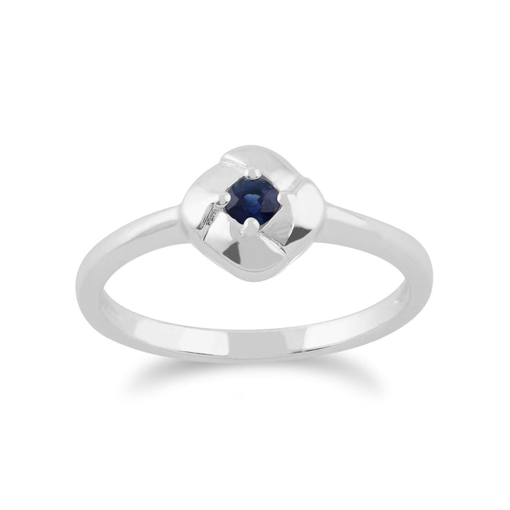 Gemondo Bague Saphir, 925 Sterling Silver 0.13ct Saphir Carré Croisé Bague