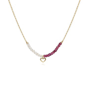 Collier Cœur avec Perle de Culture et Rhodolite