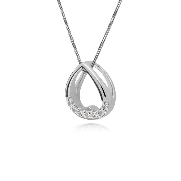 Collier Diamant, 9 CT or Blanc Cœurs en Diamant Pendentif sur 45cm Chaîne