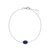 s Argent Sterling Sodalite Pierre Unique Ovale 19cm Bracelet