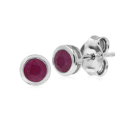 Boucles d'Oreilles Clou Classique Argent 925 Rubis serti Clos