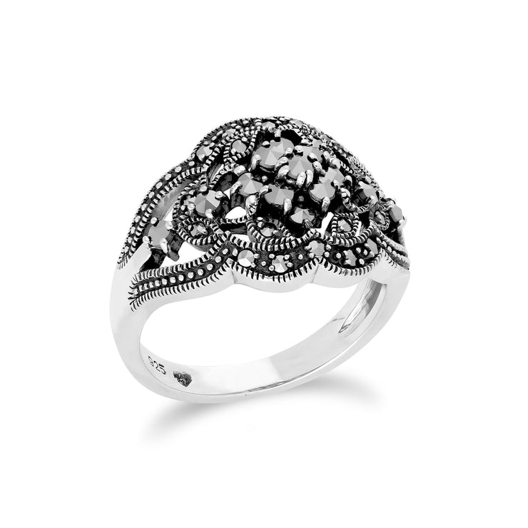 Gemondo Marcassite Bague, Argent Sterling Marcassite Bague Grappe - 0