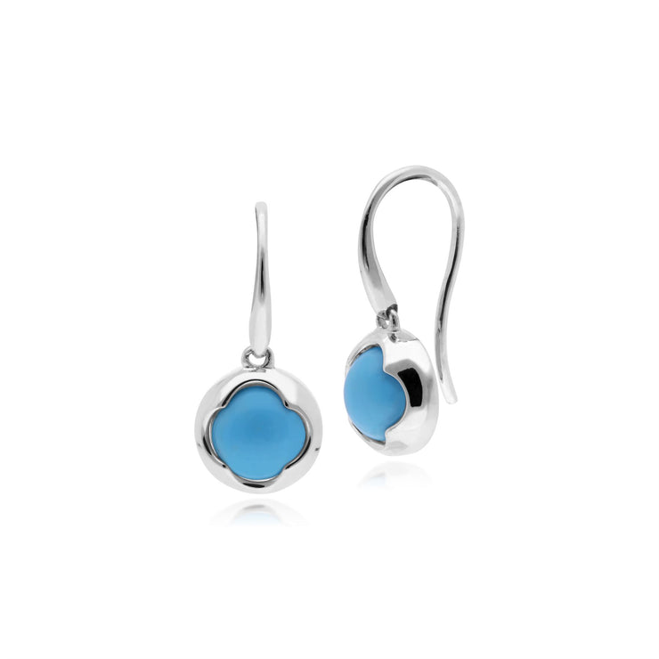 Boucles d'Oreilles Circulaires Pendantes Géométrique Pain de Sucre Argent 925 Turquoise