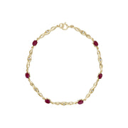 9 ct or Jaune Ovale Rubis et Diamant 18cm Tennis Bracelet